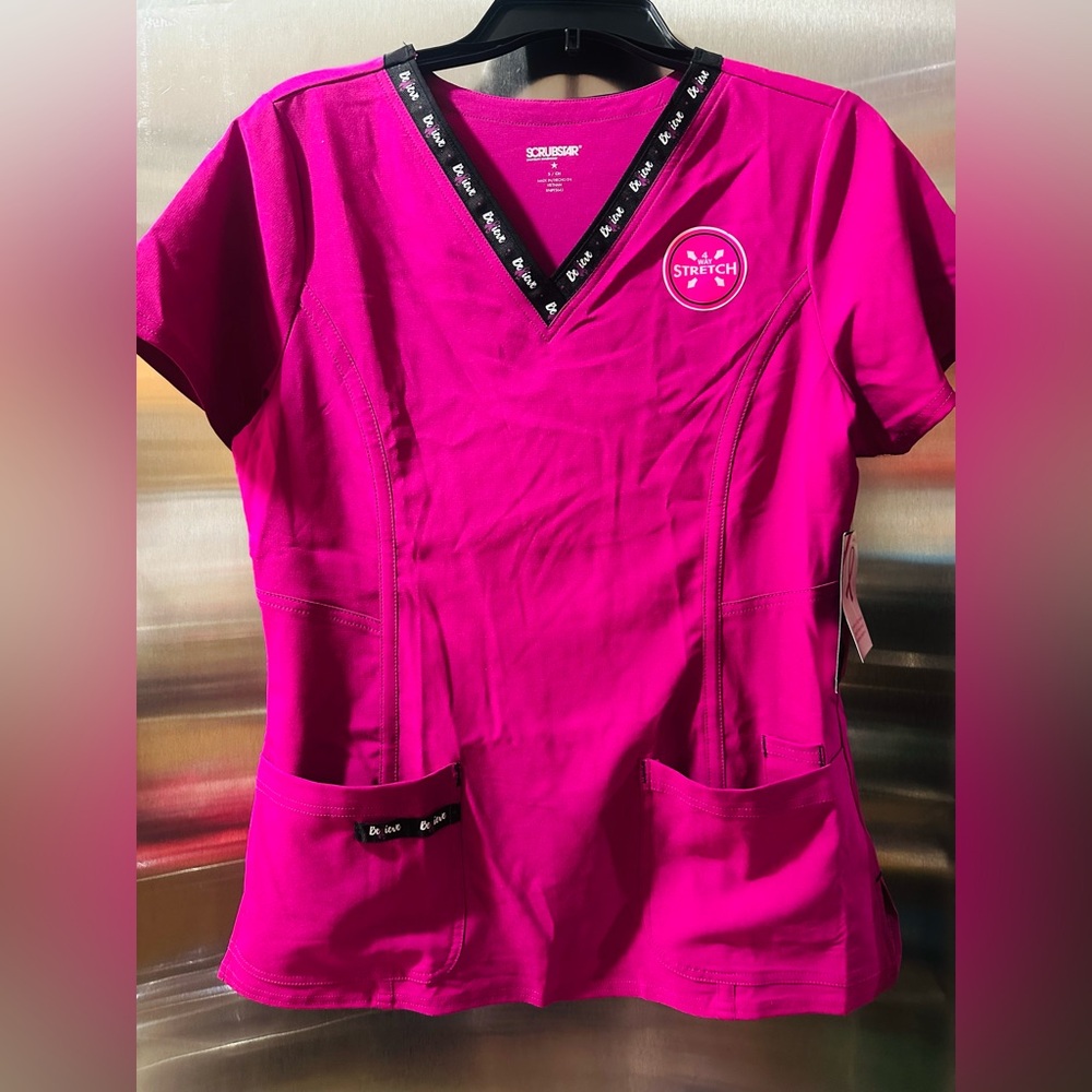 Scrubstar Magenta V-Neck Scrub Top